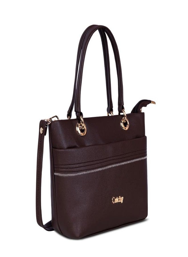 Catchy Brown Zipper Faux Leather Womens Sling Bag - Image 2